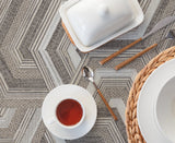 Geo Puzzle Brown Faux Grasscloth Peel & Stick Wallpaper with Modern Geometric Graphics - York RMK12678RL