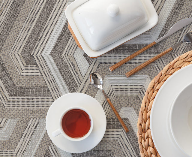 Geo Puzzle Brown Faux Grasscloth Peel & Stick Wallpaper with Modern Geometric Graphics - York RMK12678RL
