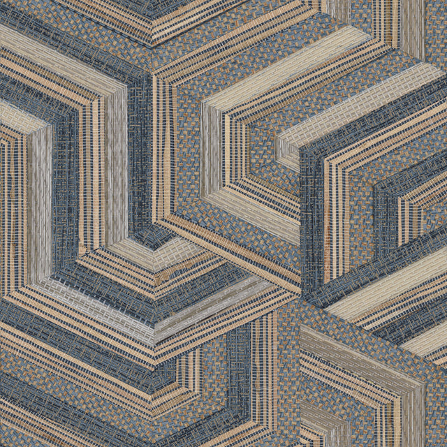 Geo Puzzle Dark Brown Faux Grasscloth Peel & Stick Wallpaper with Modern Geometric Pattern - York RMK12679RL