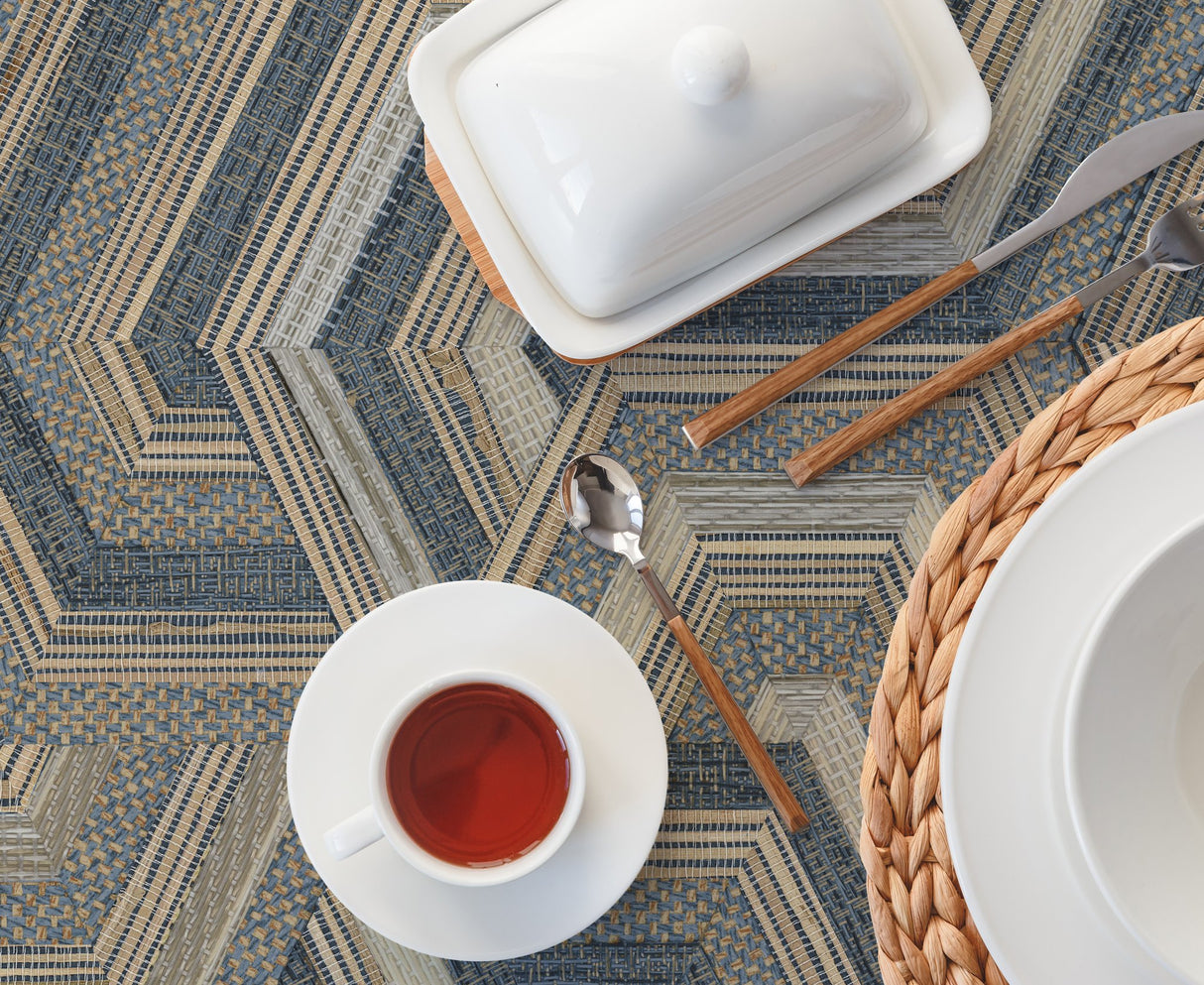 Geo Puzzle Dark Brown Faux Grasscloth Peel & Stick Wallpaper with Modern Geometric Pattern - York RMK12679RL