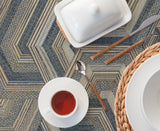 Geo Puzzle Dark Brown Faux Grasscloth Peel & Stick Wallpaper with Modern Geometric Pattern - York RMK12679RL