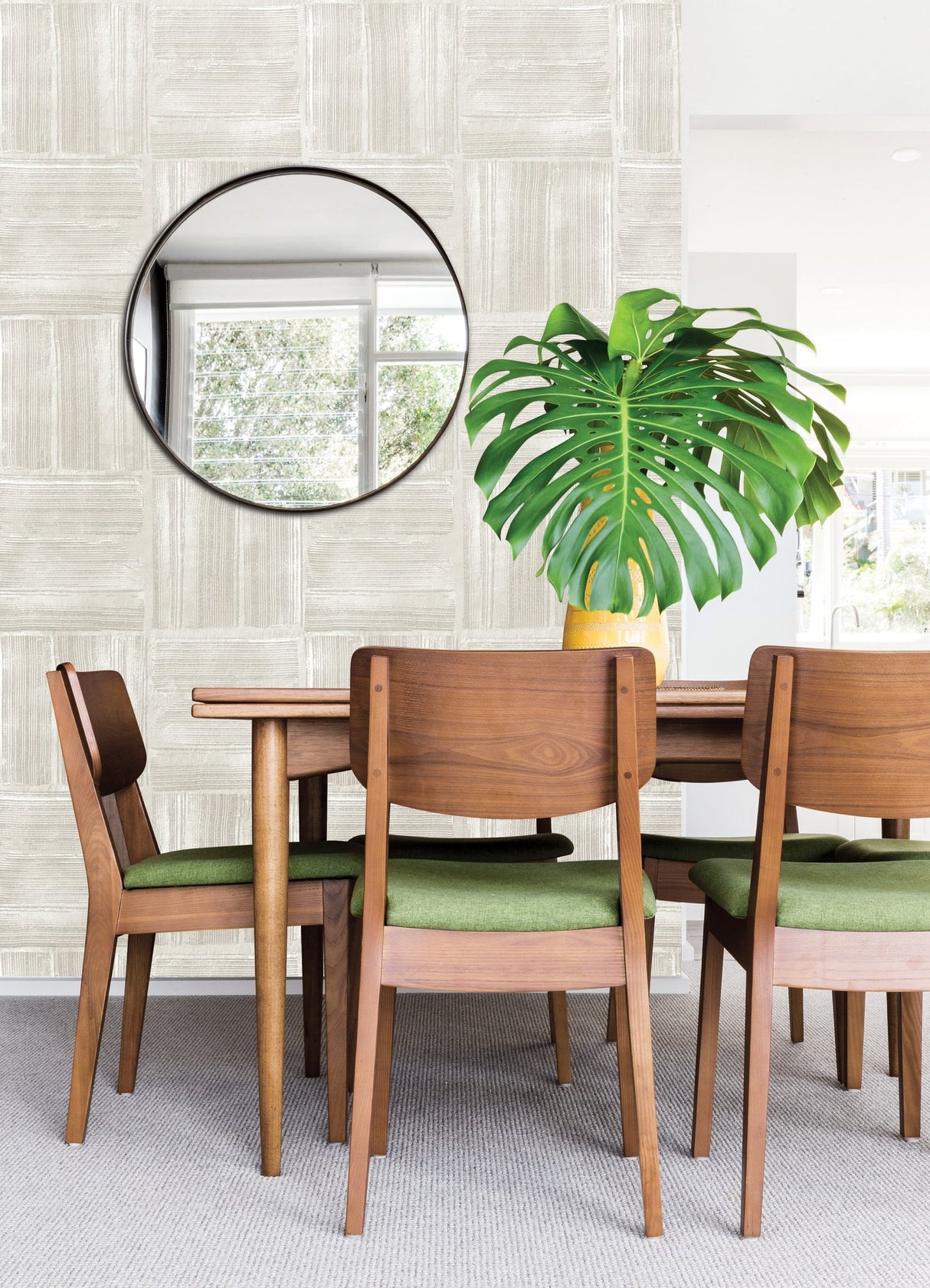 Dimensional Square Beige Plaster Peel & Stick Wallpaper with Modern Graphic Raised Ink - York RMK12680PLW