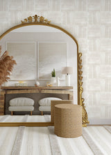 Dimensional Square Beige Plaster Peel & Stick Wallpaper with Modern Graphic Raised Ink - York RMK12680PLW