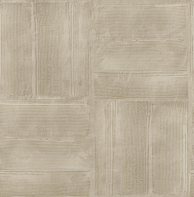 Dimensional Square Taupe Plaster Peel & Stick Wallpaper with Raised Ink Texture - York RMK12681PLW