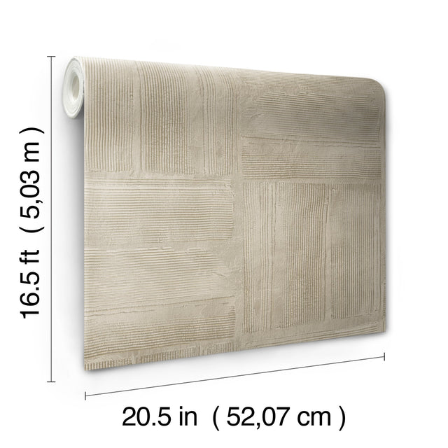 Dimensional Square Taupe Plaster Peel & Stick Wallpaper with Raised Ink Texture - York RMK12681PLW