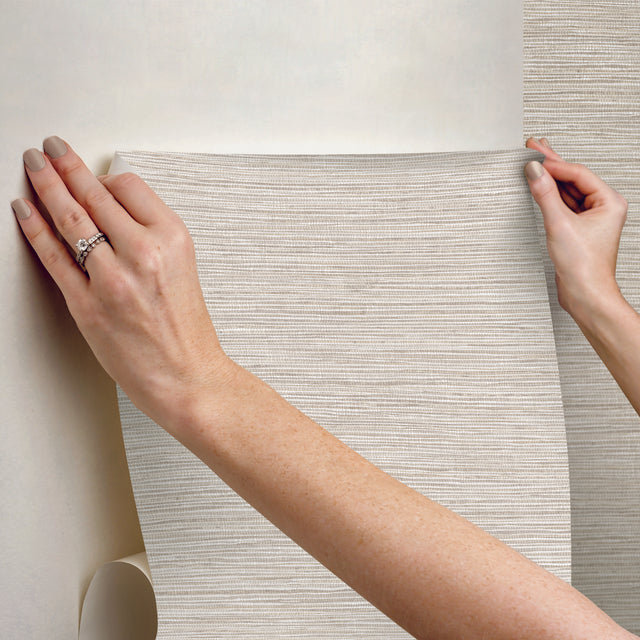 Dimensional Neutral Grasscloth Peel & Stick Wallpaper, Faux Grasscloth, Modern Textured Raised Ink - York RMK12682PLW