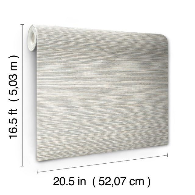 Dimensional Neutral Jade Grasscloth Peel & Stick Wallpaper with Faux Grasscloth Texture - York RMK12683PLW