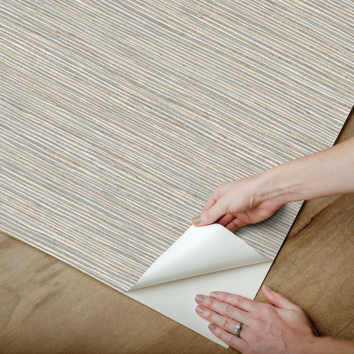 Dimensional Neutral Jade Grasscloth Peel & Stick Wallpaper with Faux Grasscloth Texture - York RMK12683PLW