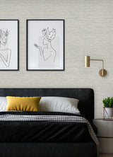 Dimensional Neutral Jade Grasscloth Peel & Stick Wallpaper with Faux Grasscloth Texture - York RMK12683PLW