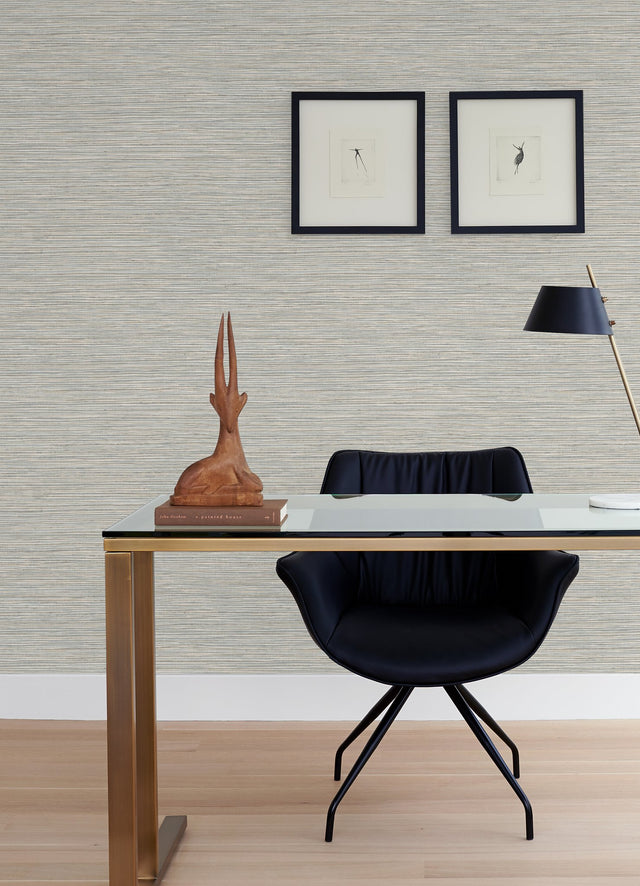 Dimensional Neutral Jade Grasscloth Peel & Stick Wallpaper with Faux Grasscloth Texture - York RMK12683PLW