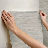 Dimensional Neutral Jade Grasscloth Peel & Stick Wallpaper with Faux Grasscloth Texture - York RMK12683PLW
