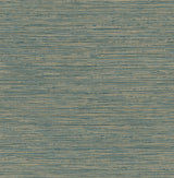 Dimensional Teal Grasscloth Peel & Stick Wallpaper with Metallic Raised Ink Texture - York RMK12684PLW
