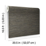 Dimensional Black Grasscloth Peel & Stick Wallpaper with Faux Grasscloth Texture, Metallic Raised Ink - York RMK12685PLW