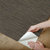 Dimensional Black Grasscloth Peel & Stick Wallpaper with Faux Grasscloth Texture, Metallic Raised Ink - York RMK12685PLW