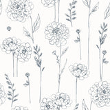 Maisey Navy Peel & Stick Wallpaper with Botanical Floral Pattern - York RMK12686PLW