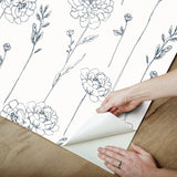 Maisey Navy Peel & Stick Wallpaper with Botanical Floral Pattern - York RMK12686PLW