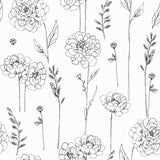 Maisey Black Peel & Stick Wallpaper with Botanical Floral Pattern - York RMK12687PLW