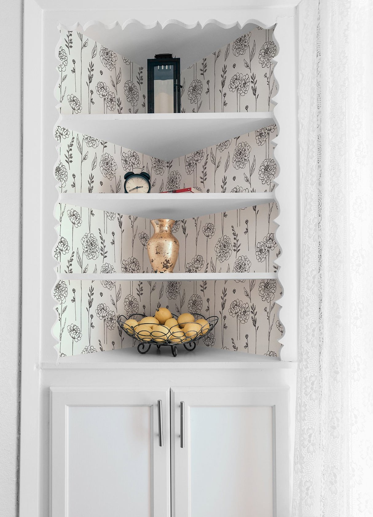 Maisey Black Peel & Stick Wallpaper with Botanical Floral Pattern - York RMK12687PLW