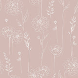 Maisey Pink Floral Peel & Stick Wallpaper with Cottagecore Botanical Pattern - York RMK12688PLW