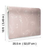 Maisey Pink Floral Peel & Stick Wallpaper with Cottagecore Botanical Pattern - York RMK12688PLW