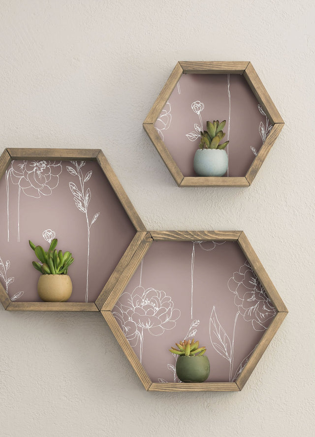 Maisey Pink Floral Peel & Stick Wallpaper with Cottagecore Botanical Pattern - York RMK12688PLW