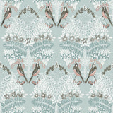 Otis Blue Multi Peel & Stick Wallpaper with Botanical Damask Sparrows - York RMK12689PLW