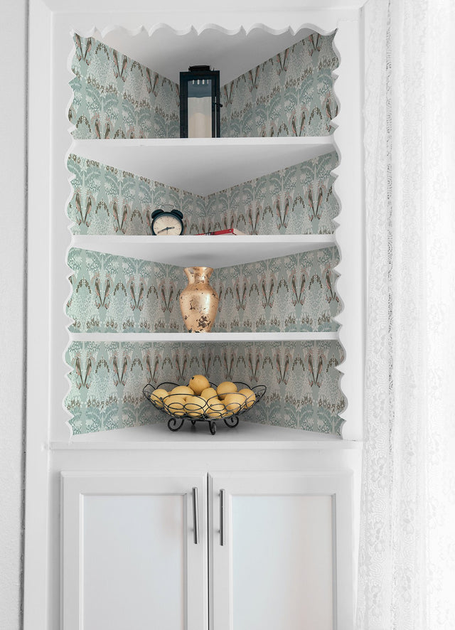Otis Blue Multi Peel & Stick Wallpaper with Botanical Damask Sparrows - York RMK12689PLW