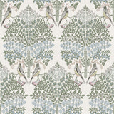 Otis Ivory Multi Peel & Stick Wallpaper with Botanical Damask and Sparrows - York RMK12691PLW