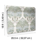 Otis Ivory Multi Peel & Stick Wallpaper with Botanical Damask and Sparrows - York RMK12691PLW