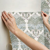Otis Ivory Multi Peel & Stick Wallpaper with Botanical Damask and Sparrows - York RMK12691PLW
