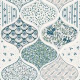 Pippa Cool Multi Peel & Stick Wallpaper with Cottagecore Floral Quilt Pattern - York RMK12693PLW