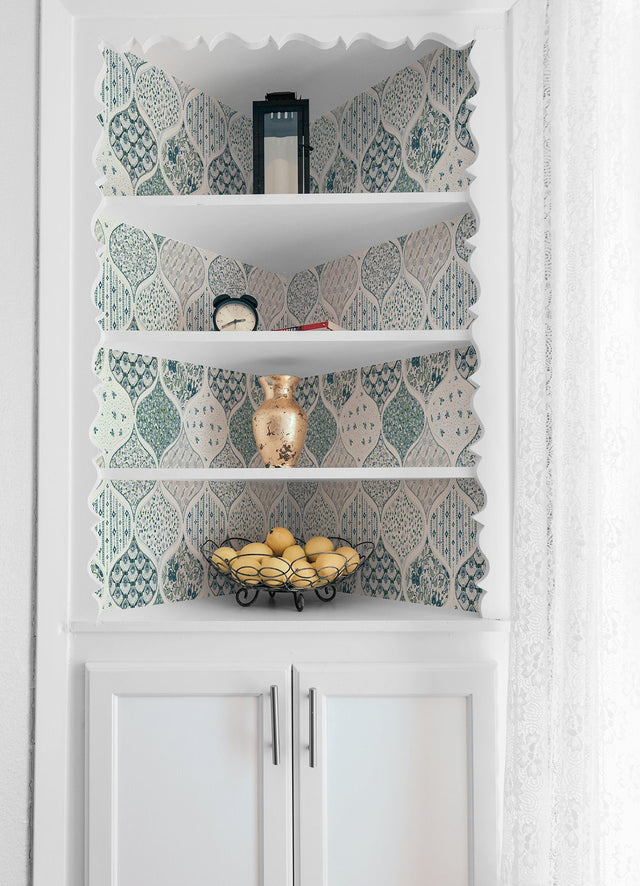 Pippa Cool Multi Peel & Stick Wallpaper with Cottagecore Floral Quilt Pattern - York RMK12693PLW