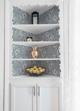 Winifred Blue Peel & Stick Wallpaper with Botanical Floral Country Pattern - York RMK12695PLW
