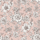 Winifred Pink Peel & Stick Wallpaper with Vintage Floral Botanical Pattern, Country Style - York RMK12696PLW