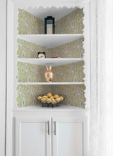 Winifred Green Peel & Stick Wallpaper with Vintage Floral Botanical Motif - York RMK12697PLW