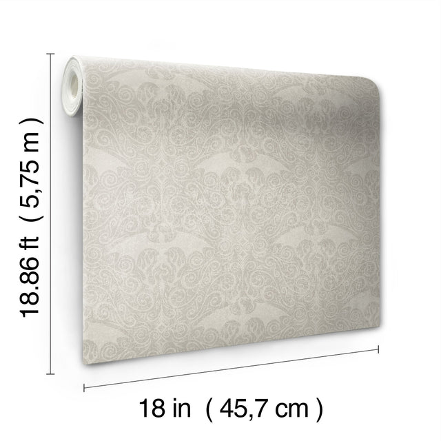 House Of The Dragon Cream Damask Modern Peel & Stick Wallpaper - York RMK12698RL