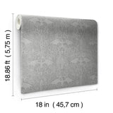 House Of The Dragon Grey Damask Modern Peel & Stick Wallpaper - York RMK12699RL