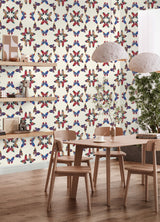Papillon Cream Multi Peel & Stick Wallpaper with Bohemian Butterfly Graphics - York RMK12701PLW