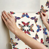 Papillon Cream Multi Peel & Stick Wallpaper with Bohemian Butterfly Graphics - York RMK12701PLW