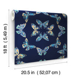 Papillon Blue Butterflies Bohemian Peel & Stick Wallpaper - York RMK12702PLW