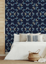 Papillon Blue Butterflies Bohemian Peel & Stick Wallpaper - York RMK12702PLW