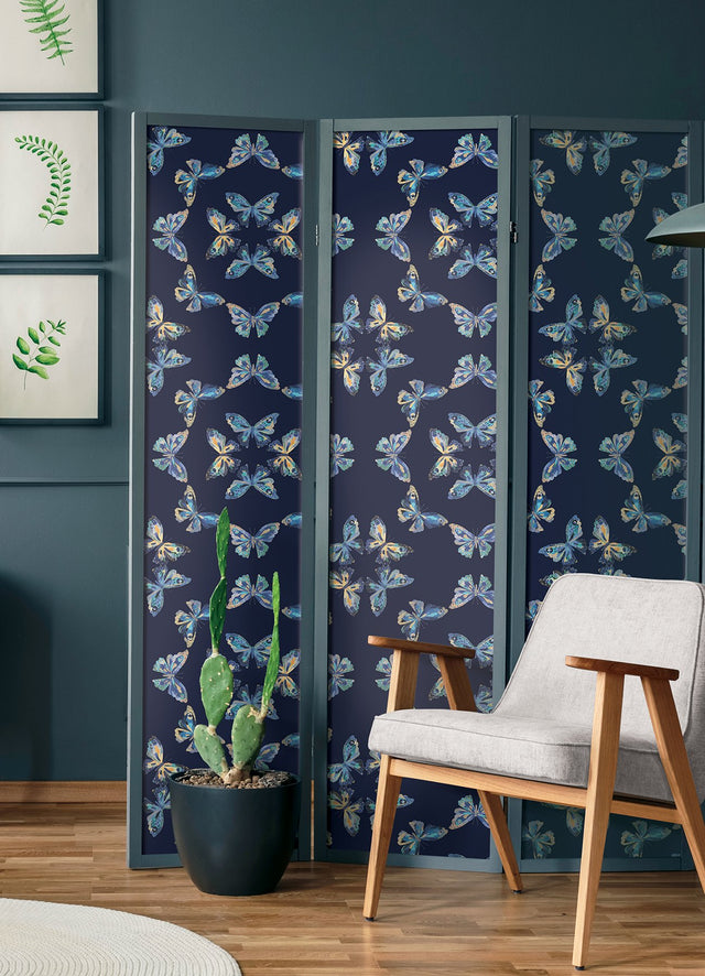 Papillon Blue Butterflies Bohemian Peel & Stick Wallpaper - York RMK12702PLW