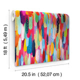 Brushstroke Red Multi Peel & Stick Wallpaper with Bohemian Abstract Graphics - York RMK12706PLW
