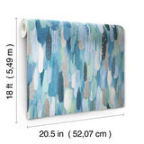 Brushstroke Blue Peel & Stick Wallpaper with Bohemian Abstract Graphics - York RMK12707PLW