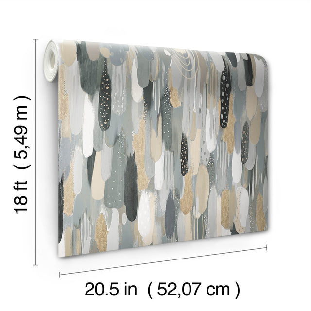 Brushstroke Neutral Peel & Stick Wallpaper with Abstract Graphics Pattern - York RMK12708PLW