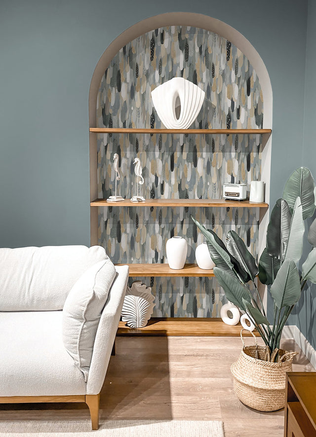 Brushstroke Neutral Peel & Stick Wallpaper with Abstract Graphics Pattern - York RMK12708PLW