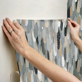 Brushstroke Neutral Peel & Stick Wallpaper with Abstract Graphics Pattern - York RMK12708PLW