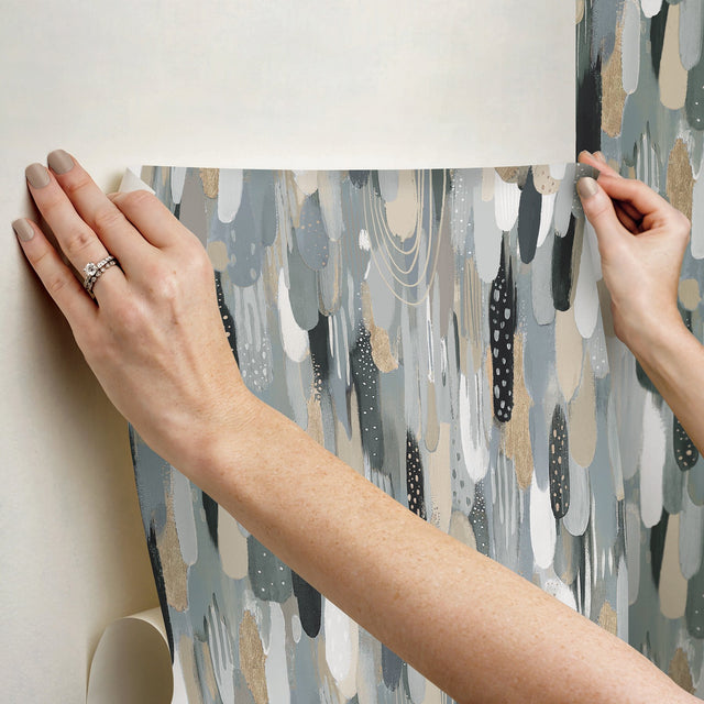Brushstroke Neutral Peel & Stick Wallpaper with Abstract Graphics Pattern - York RMK12708PLW