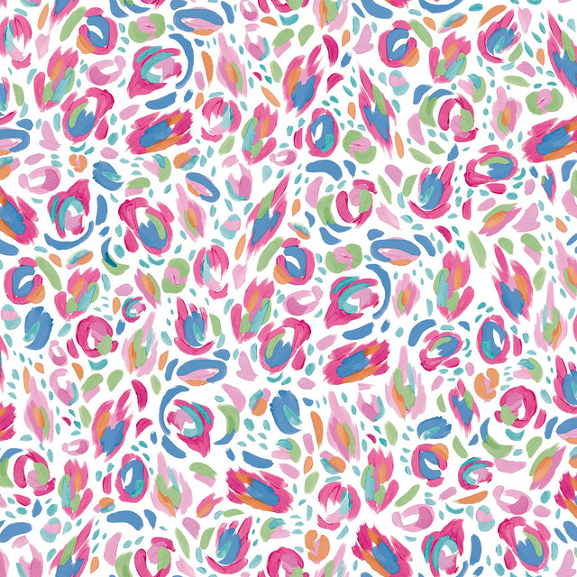 Brushstroke Leopard Red Multi Peel & Stick Wallpaper with Painterly Animal Print - RoomMates RMK12709PLW