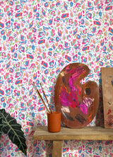 Brushstroke Leopard Red Multi Peel & Stick Wallpaper with Painterly Animal Print - RoomMates RMK12709PLW